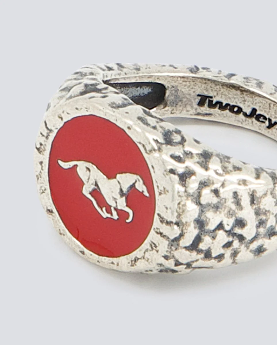 Anillo Twojeys Horse Rojo Y Plateado Unisex - Image 2