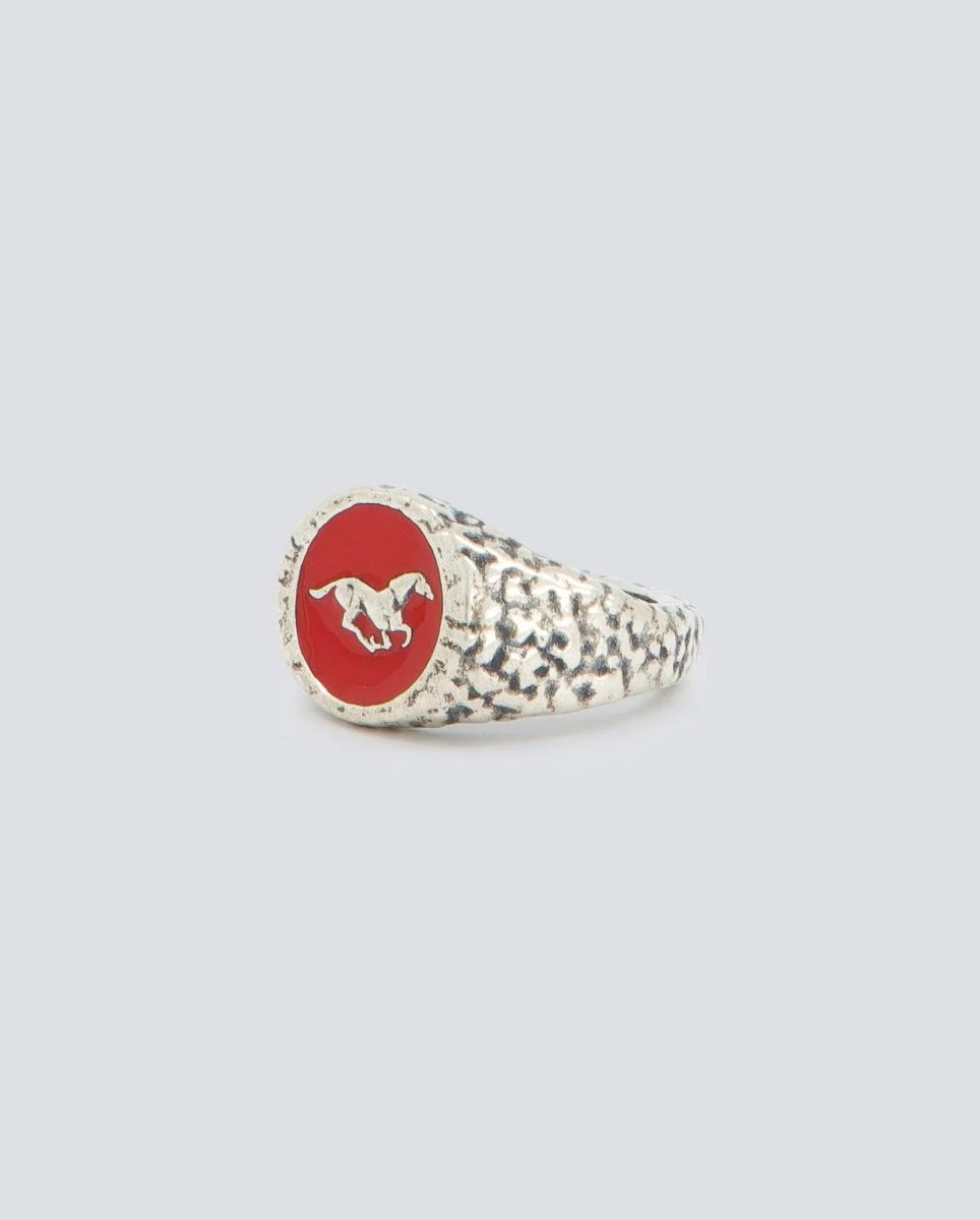 Anillo Twojeys Horse Rojo Y Plateado Unisex - Image 3