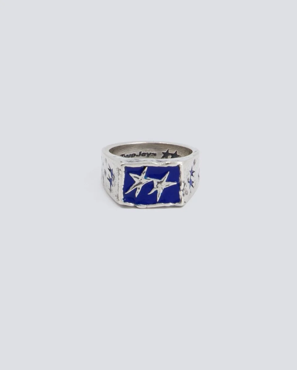 Anillo Twojeys Ignorant Icon Ring Blue Plateado Unisex
