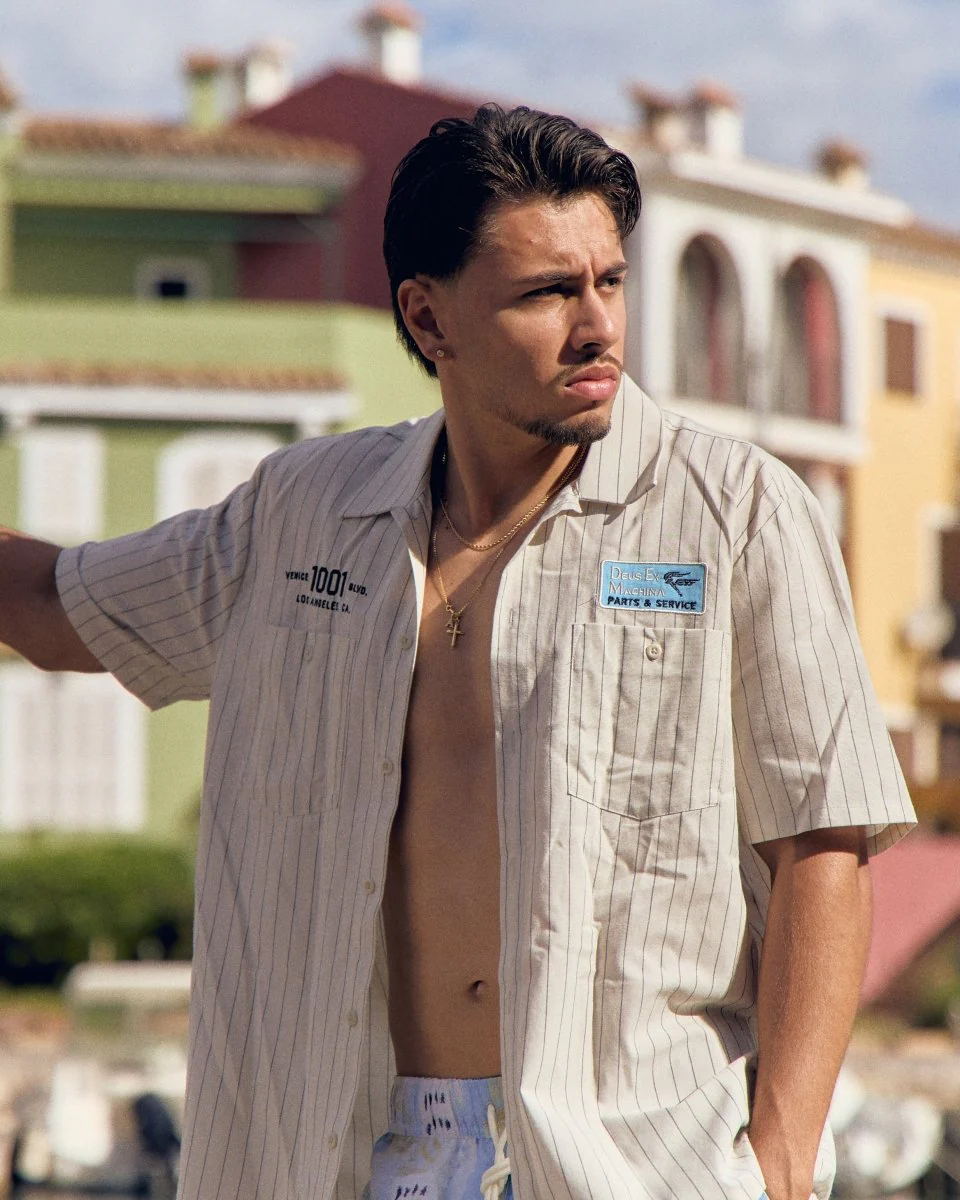 Camisa Deus Forecourt Stripe Beige Unisex - Image 2
