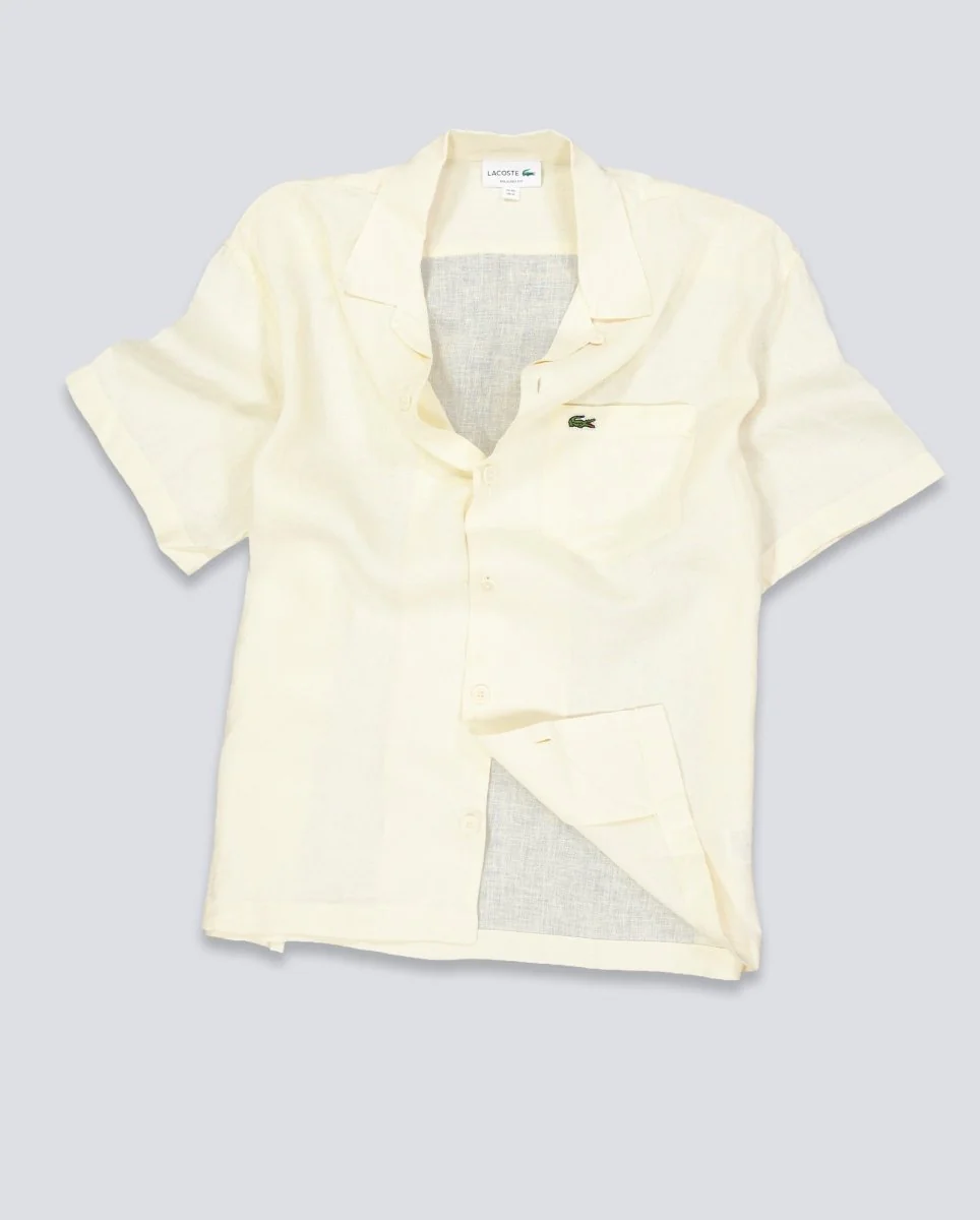 Camisa Lacoste Casual Manga Corta Beige Hombre - Image 2