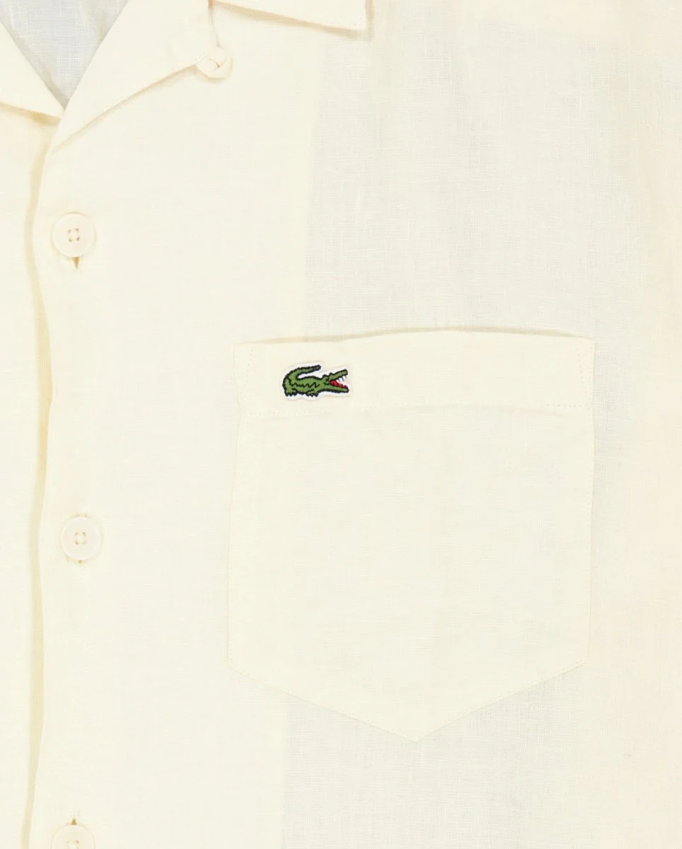Camisa Lacoste Casual Manga Corta Beige Hombre - Image 3