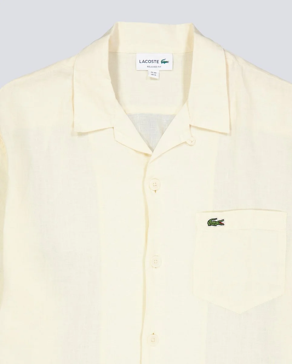 Camisa Lacoste Casual Manga Corta Beige Hombre - Image 5