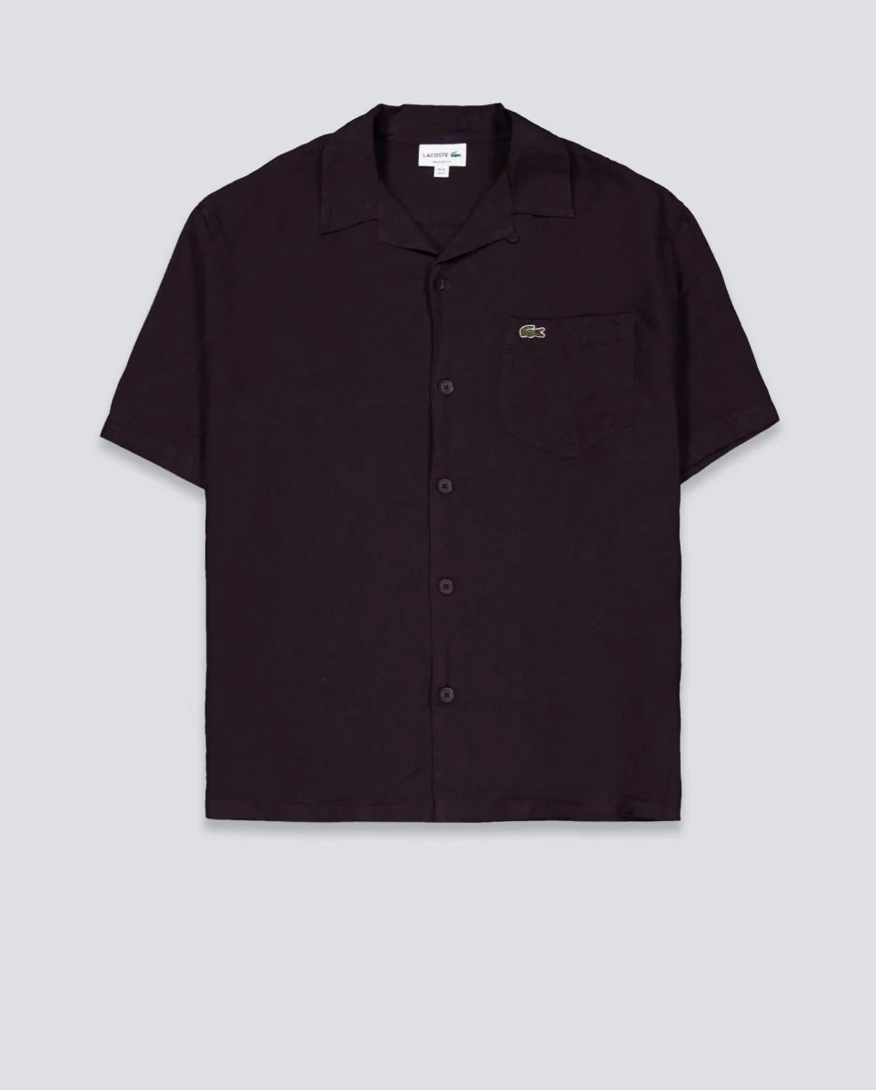 Camisa Lacoste Casual Manga Corta Marrón Hombre