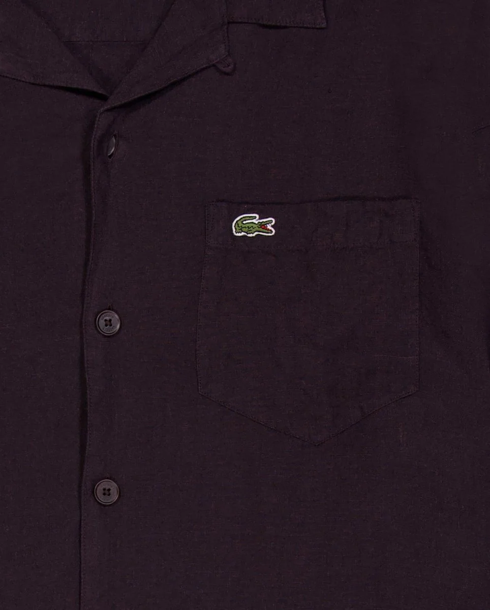 Camisa Lacoste Casual Manga Corta Marrón Hombre - Image 3