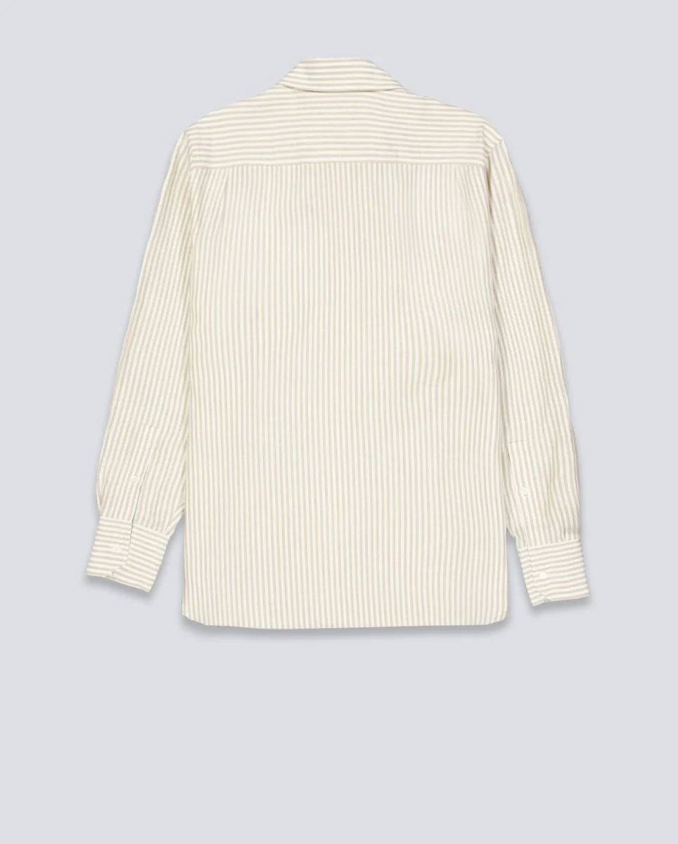 Camisa Lacoste Manga Larga Beige Blanco Mujer - Image 5