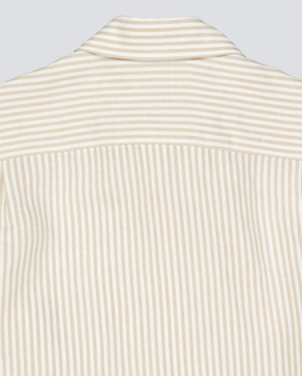 Camisa Lacoste Manga Larga Beige Blanco Mujer - Image 6