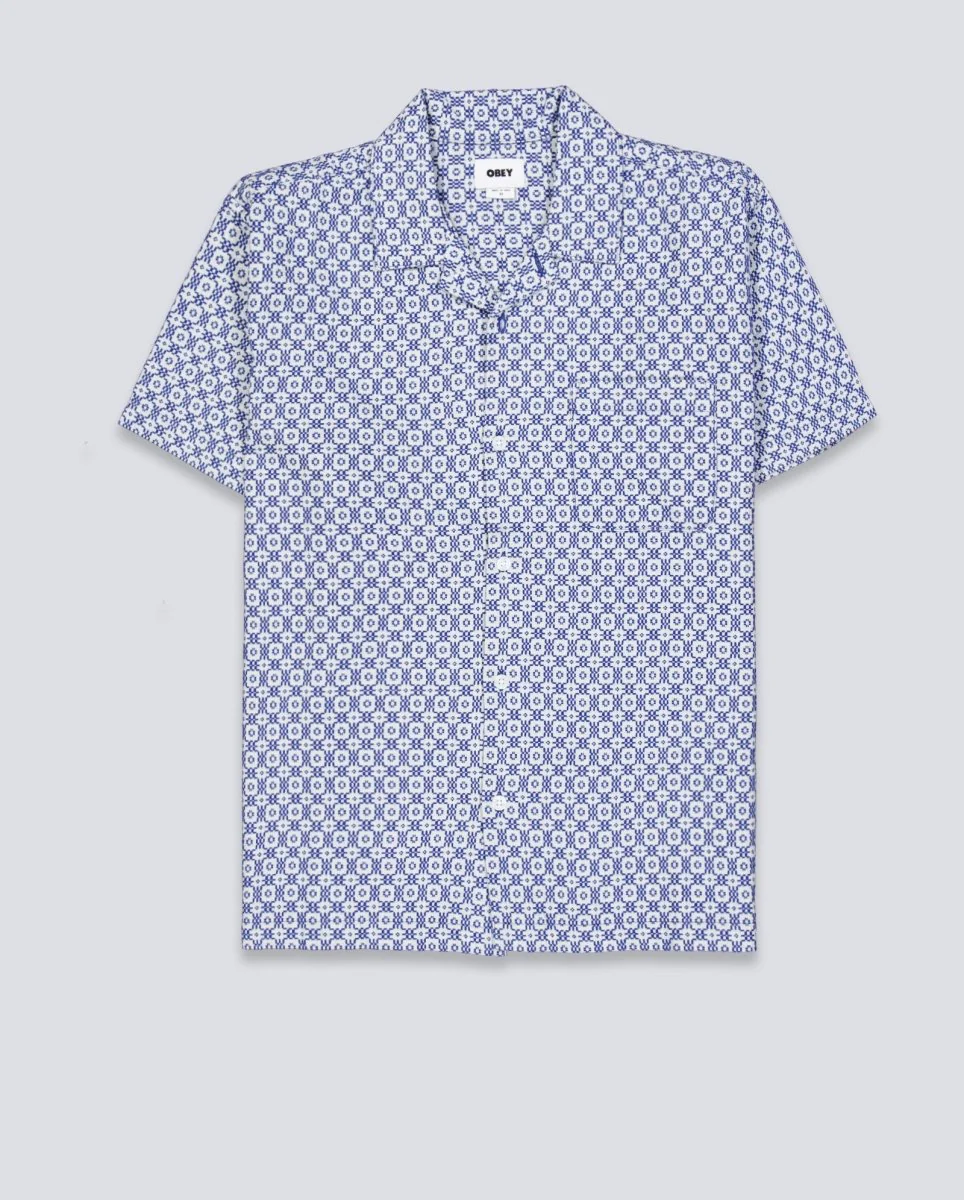 Camisa Obey Adrian Woven Unblaeached Azul Hombre