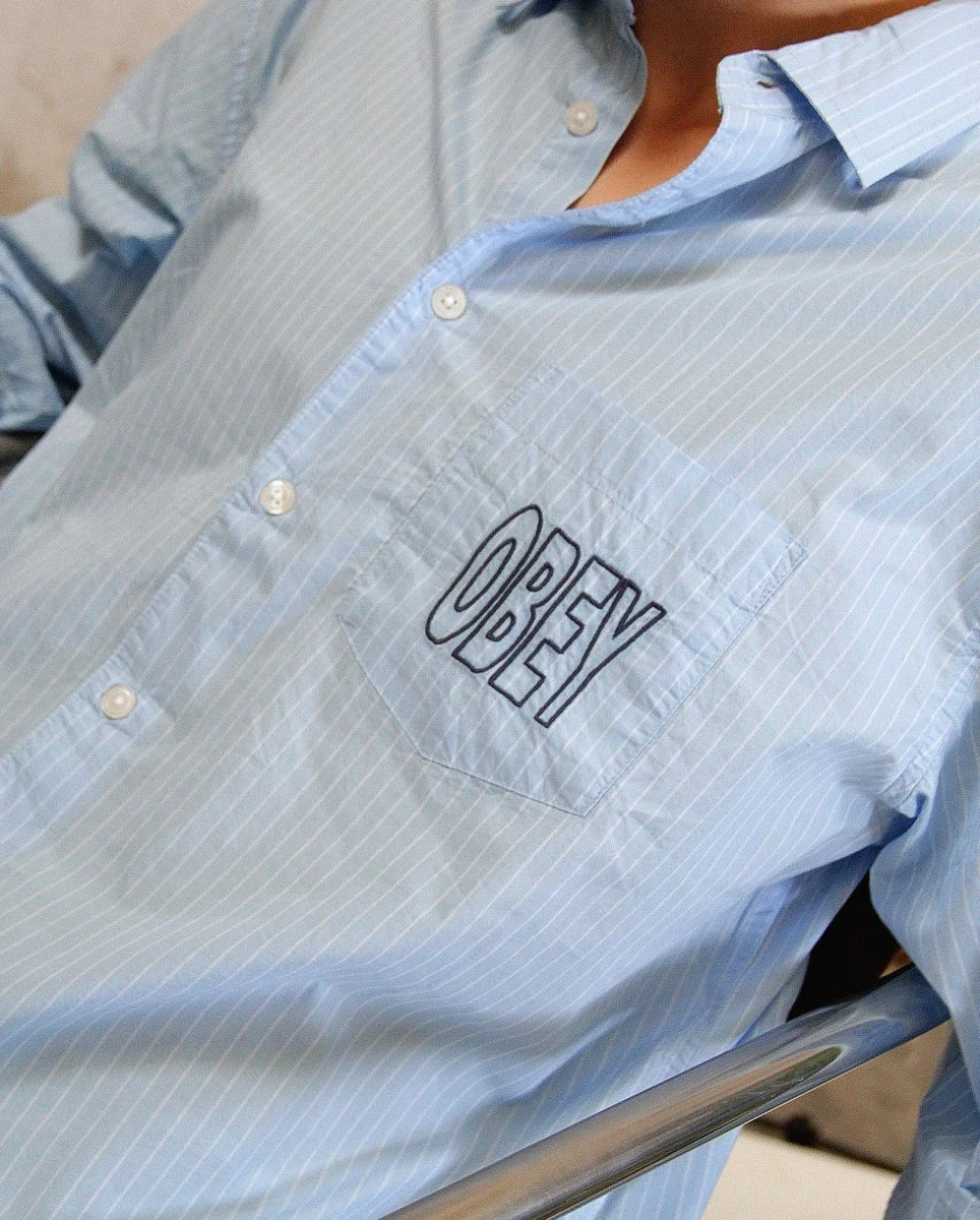 Camisa Obey Bigwig Blueprint Woven Azul Unisex - Image 3