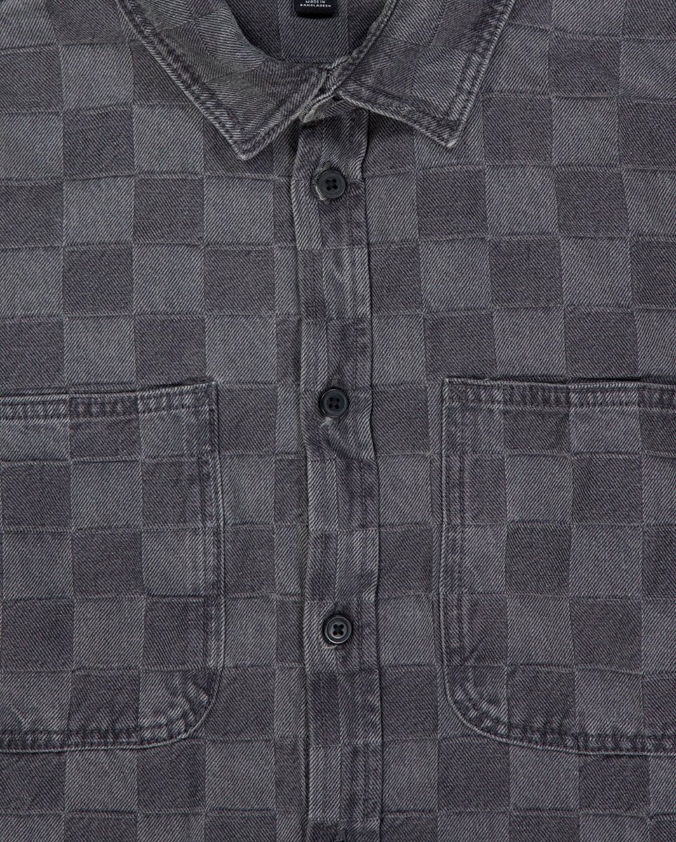 Camisa Vans Hastings Checkerboard Denin Gris Hombre - Image 4