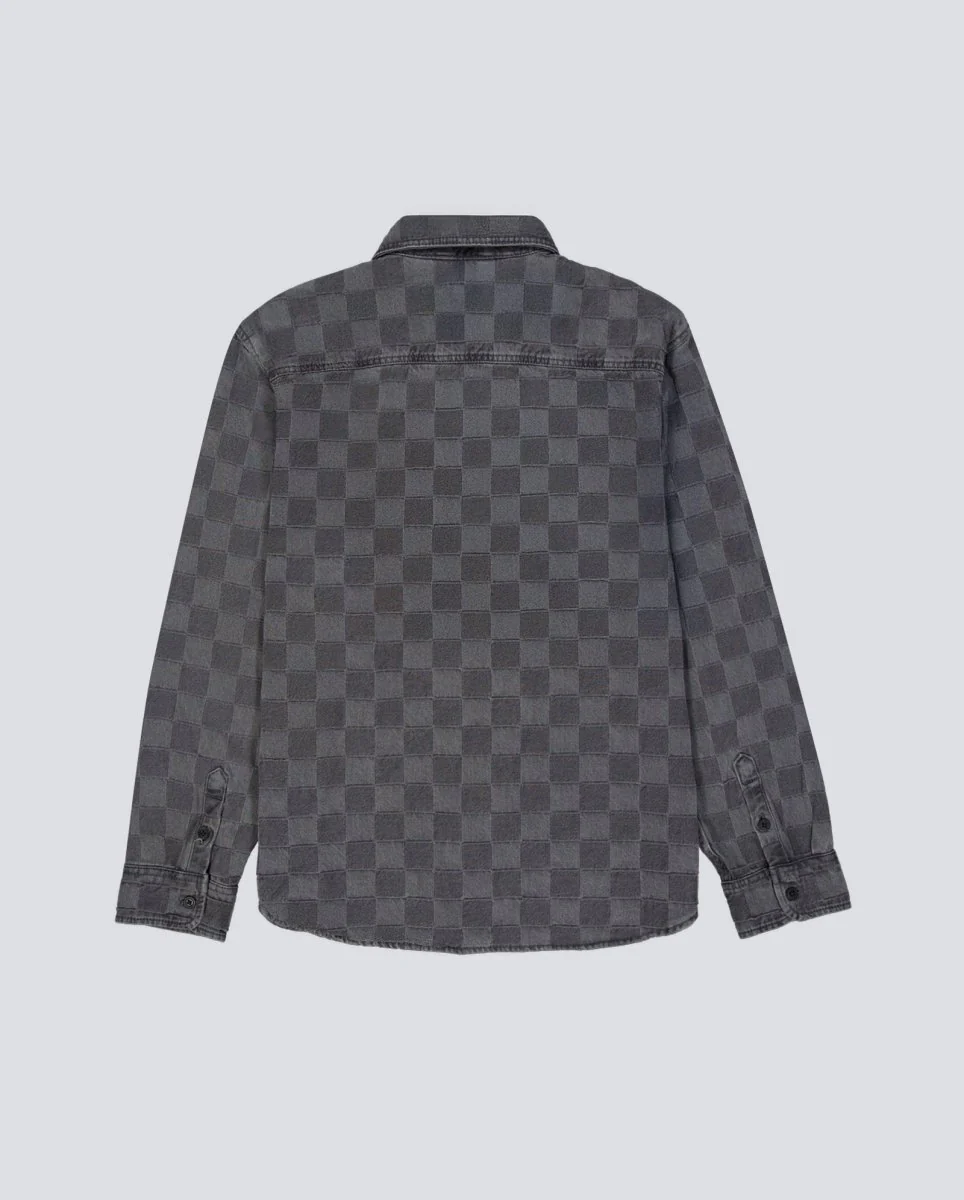 Camisa Vans Hastings Checkerboard Denin Gris Hombre - Image 5