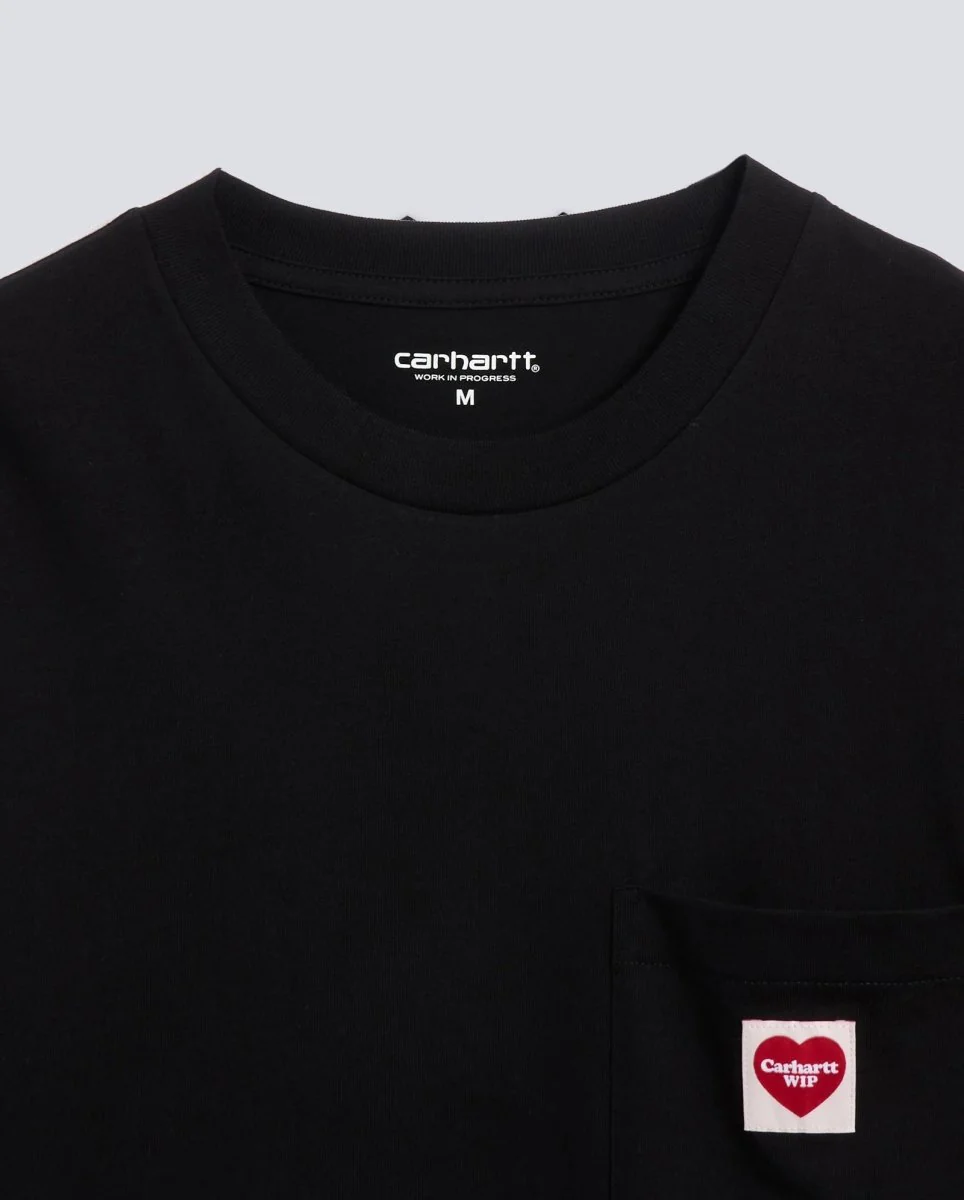 Camiseta Carhartt Wip S/S Pocket Heart Negro Hombre - Image 2