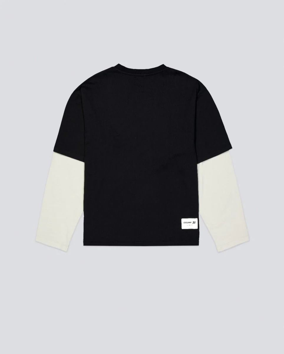 Camiseta Coolway Double Sleeve Negro Y Blanco Unisex - Image 3