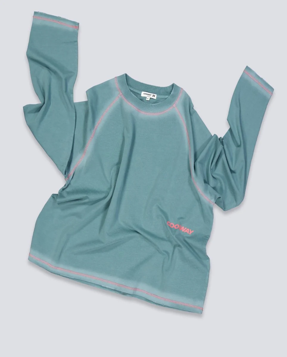 Camiseta Coolway Split Aqua Verde Unisex - Image 2