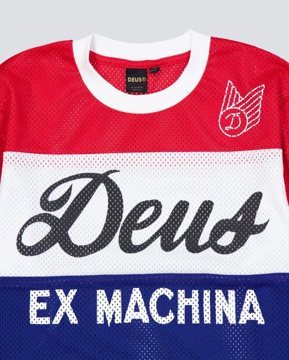 Camiseta Deus Saber Moto Jersey Blanca y Azul Hombre - Image 4