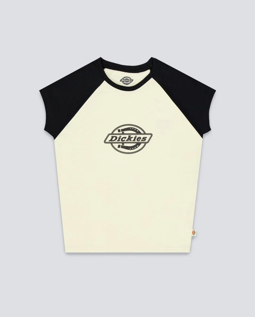 Camiseta Dickies Forth Shaw Raglan Negro Y Beige Mujer