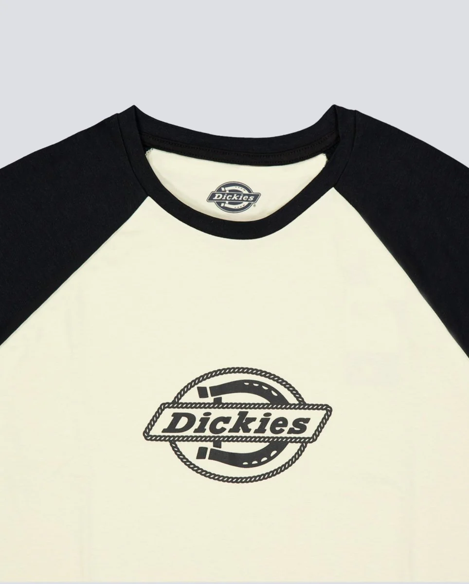 Camiseta Dickies Forth Shaw Raglan Negro Y Beige Mujer - Image 2