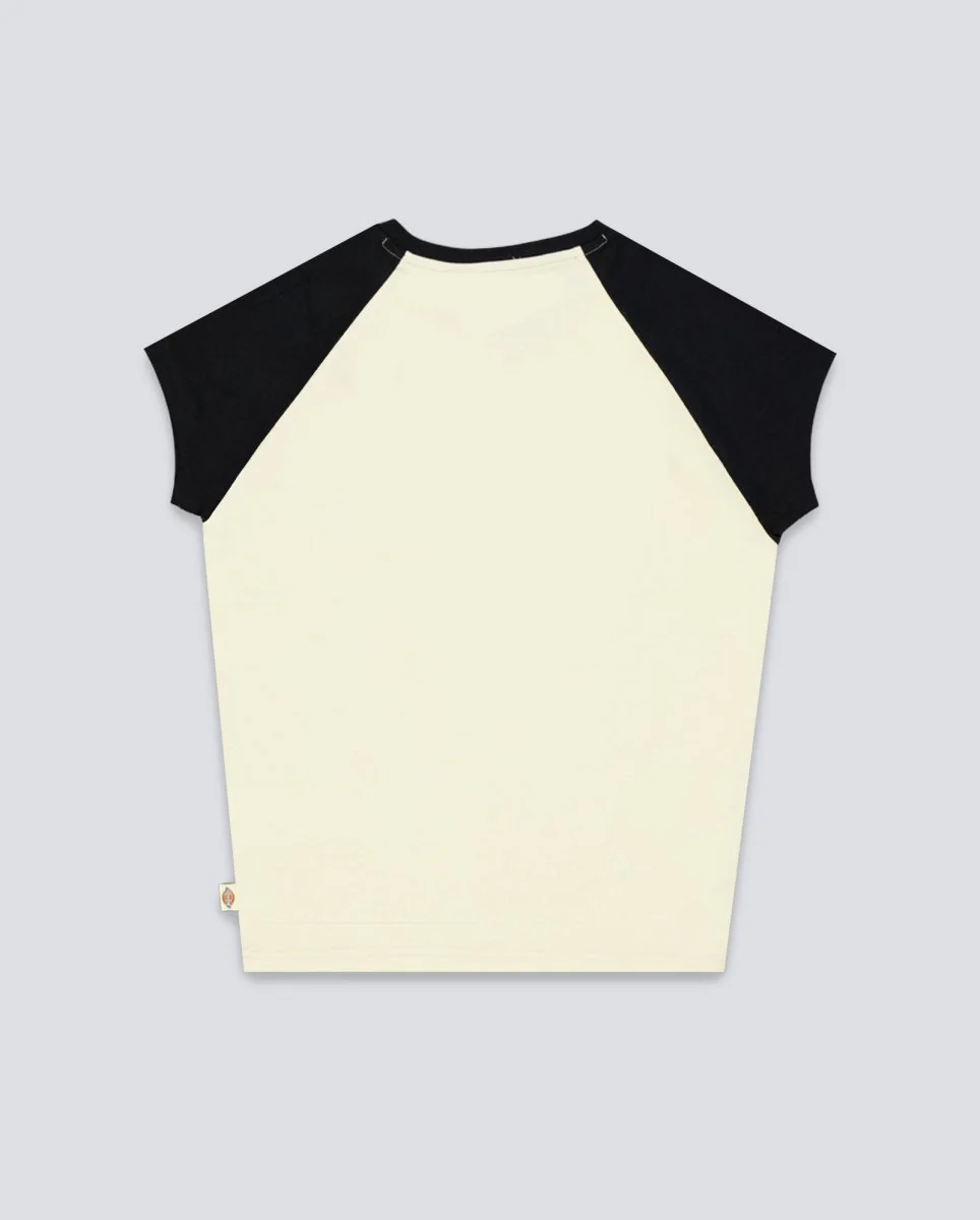 Camiseta Dickies Forth Shaw Raglan Negro Y Beige Mujer - Image 3