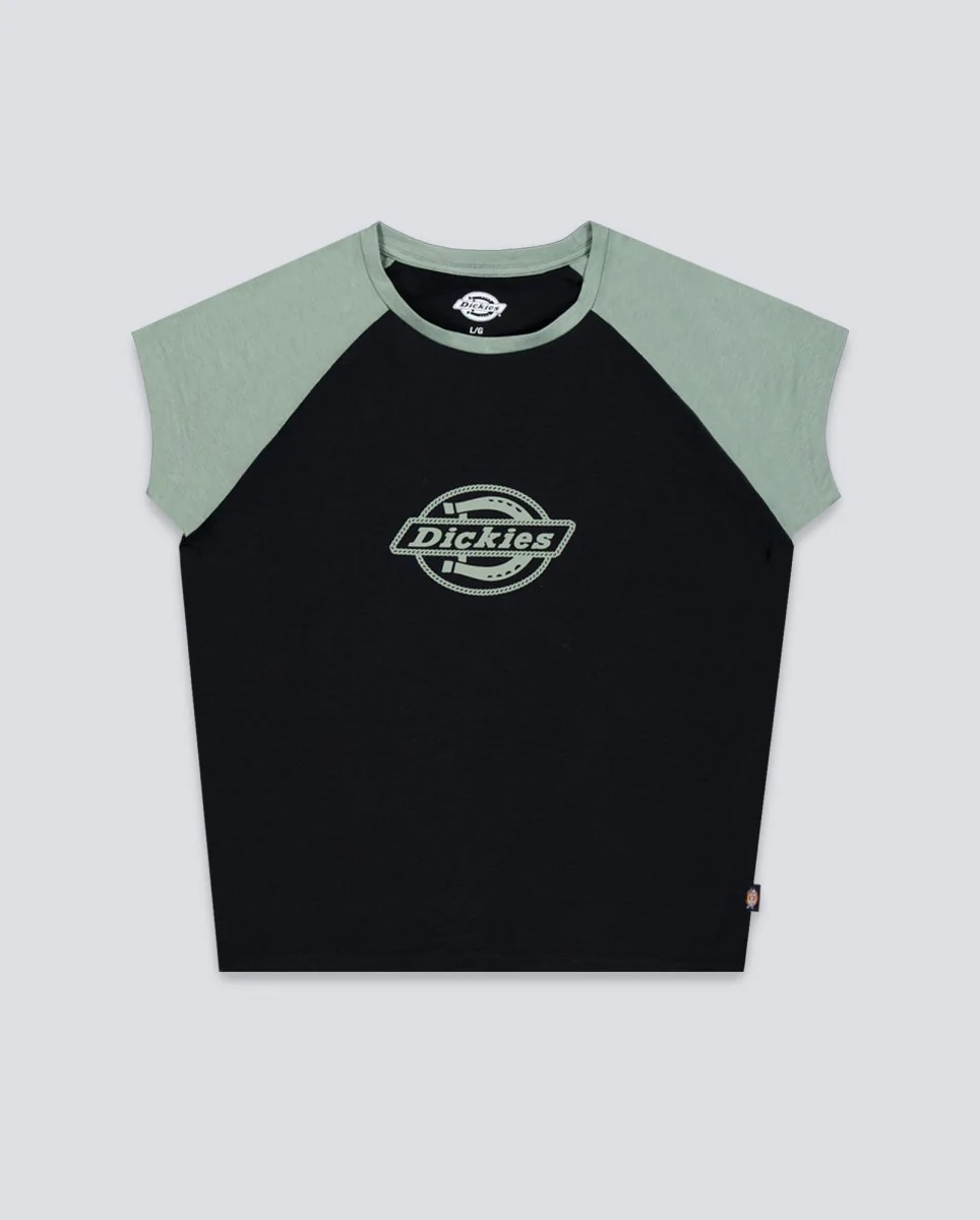 Camiseta Dickies Forth Shaw Raglan Verde Y Negro Mujer