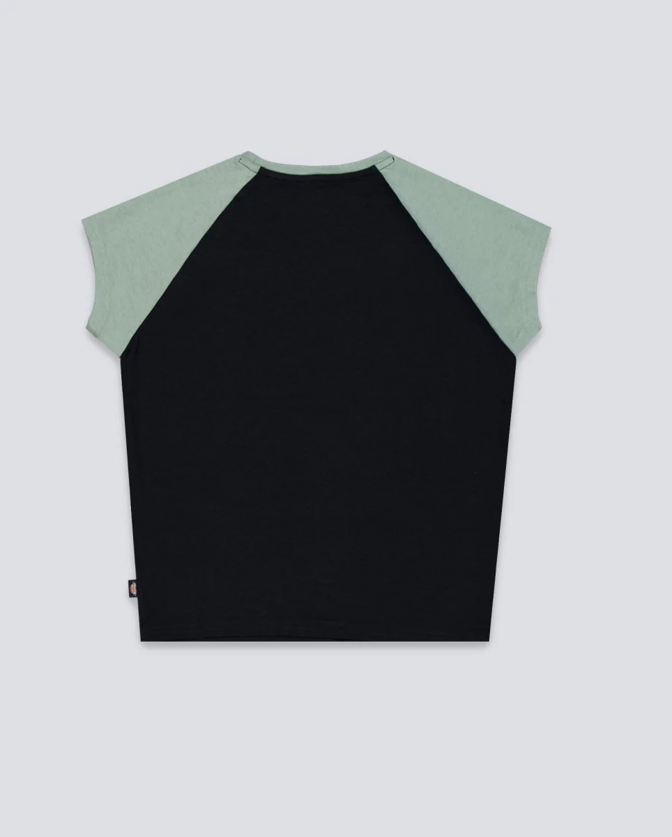 Camiseta Dickies Forth Shaw Raglan Verde Y Negro Mujer - Image 3