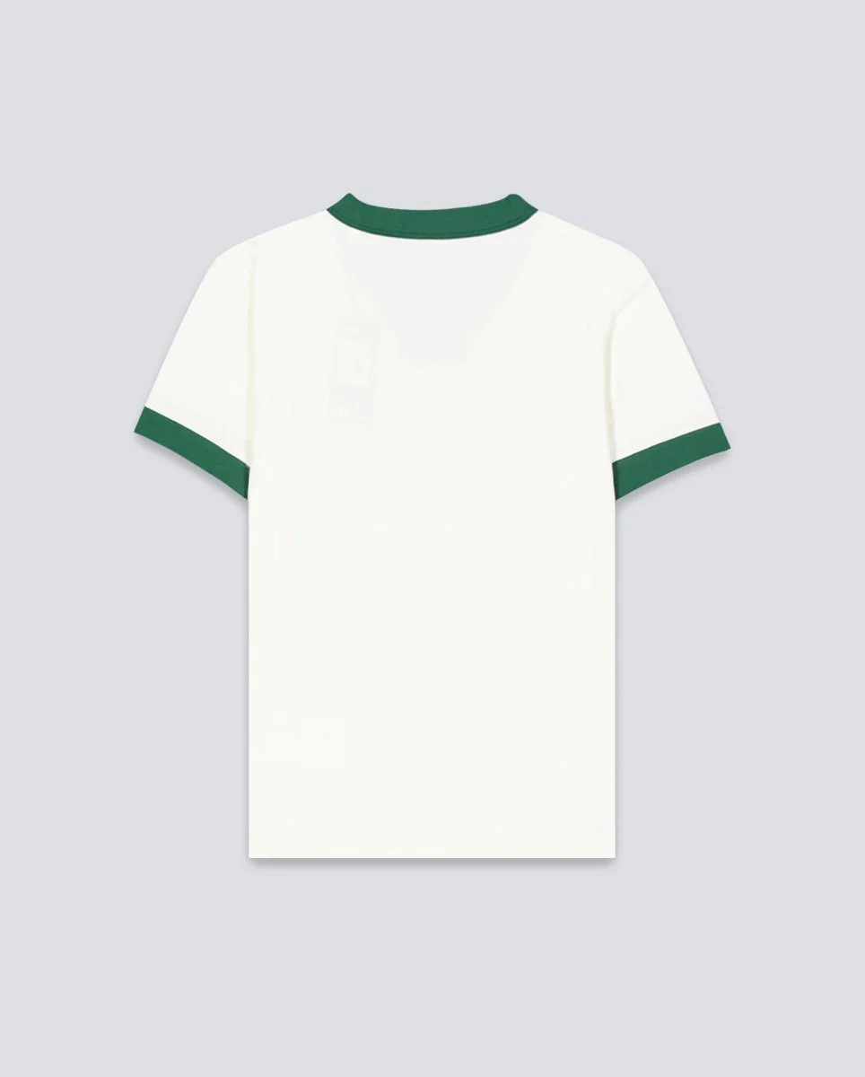 Camiseta Dickies Slayden Ringer Blanco Y Verde Mujer - Image 3