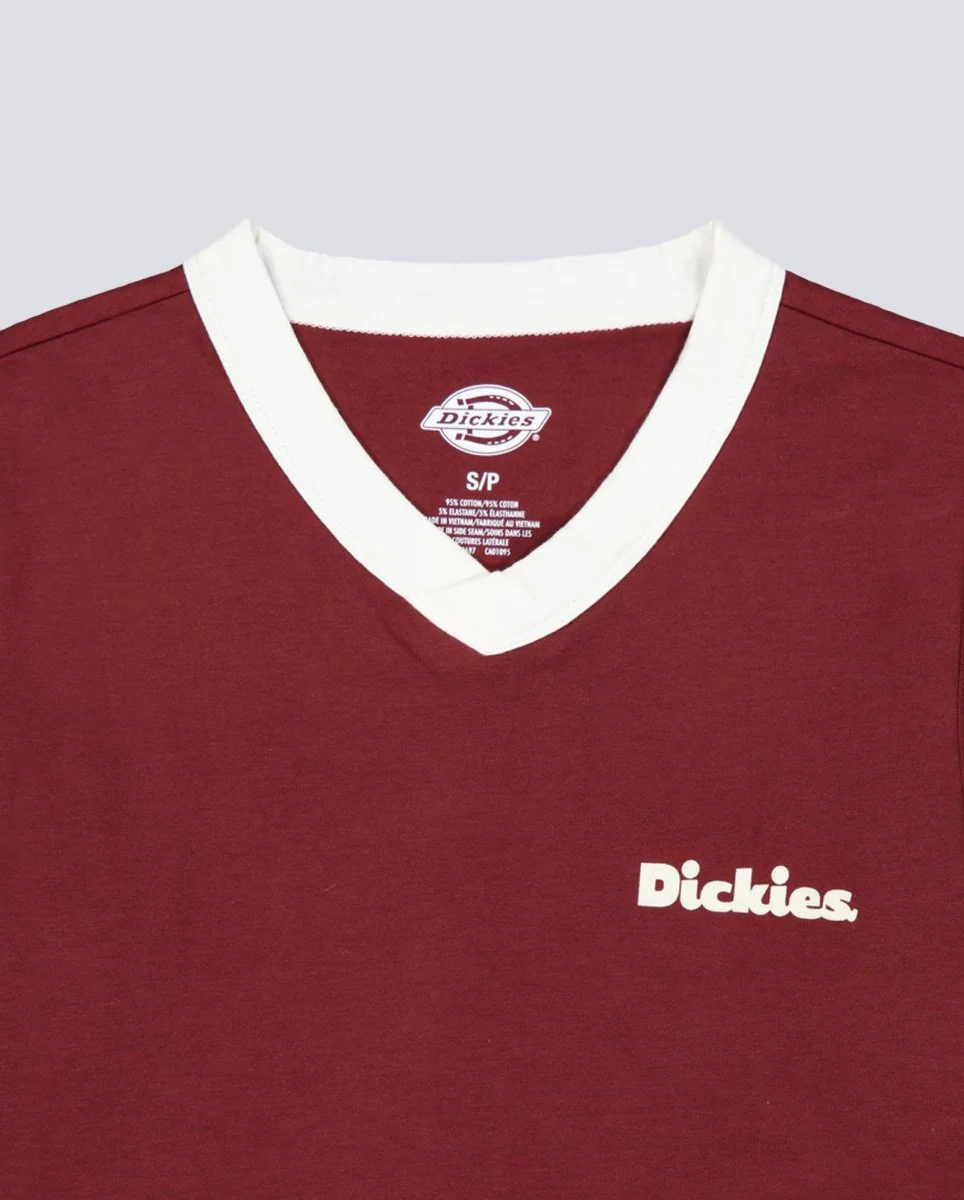 Camiseta Dickies Slayden Ringer Tee Granate Mujer - Image 3