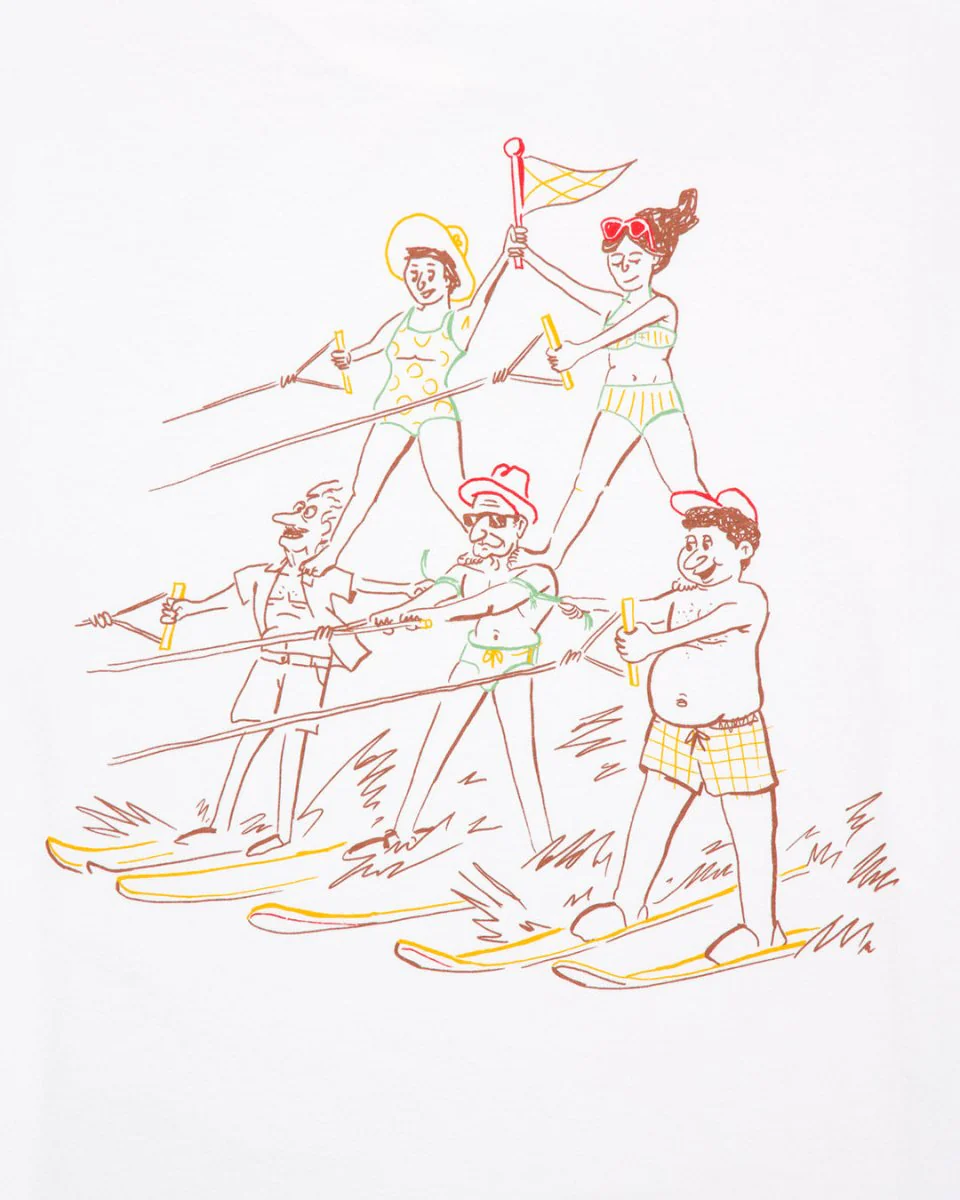 Camiseta Edmmond Studios Acrobatics Water Skiing Blanco Unisex - Image 3