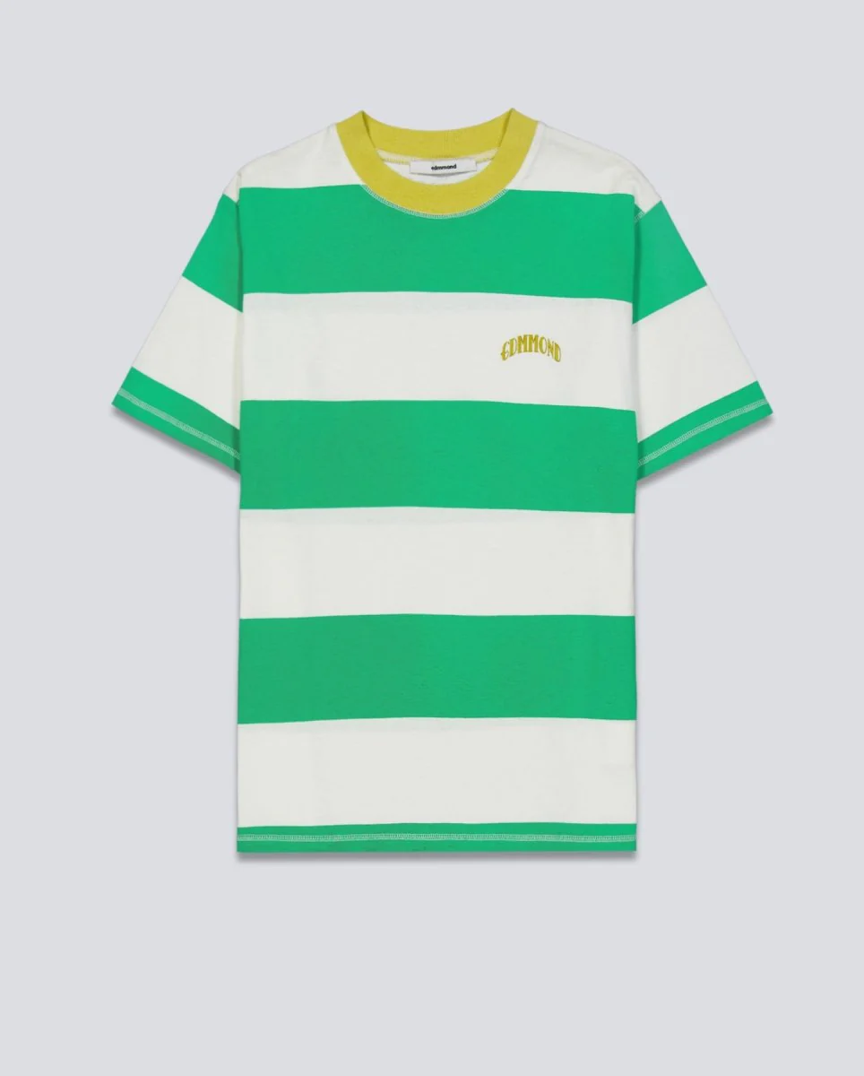 Camiseta Edmmond Studios Striped Blanca y Verde Unisex