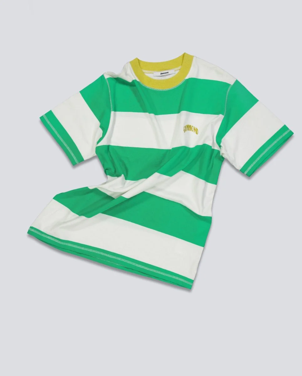 Camiseta Edmmond Studios Striped Blanca y Verde Unisex - Image 2