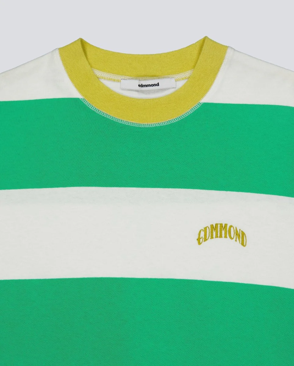 Camiseta Edmmond Studios Striped Blanca y Verde Unisex - Image 3