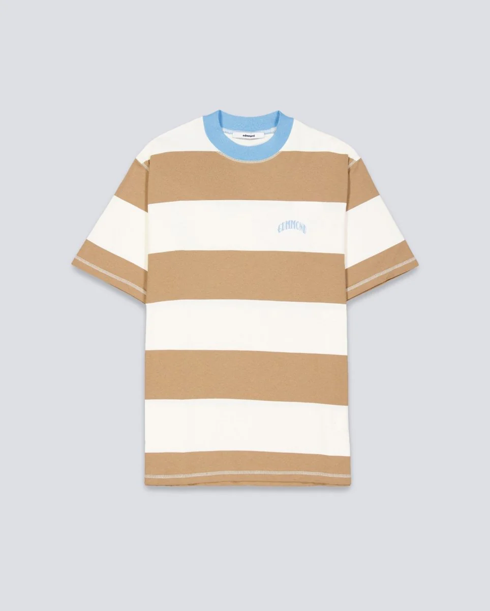 Camiseta Edmmond Studios Striped Marrón y Beige Unisex