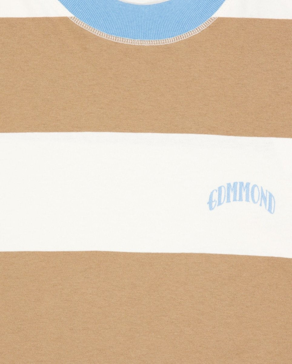 Camiseta Edmmond Studios Striped Marrón y Beige Unisex - Image 3