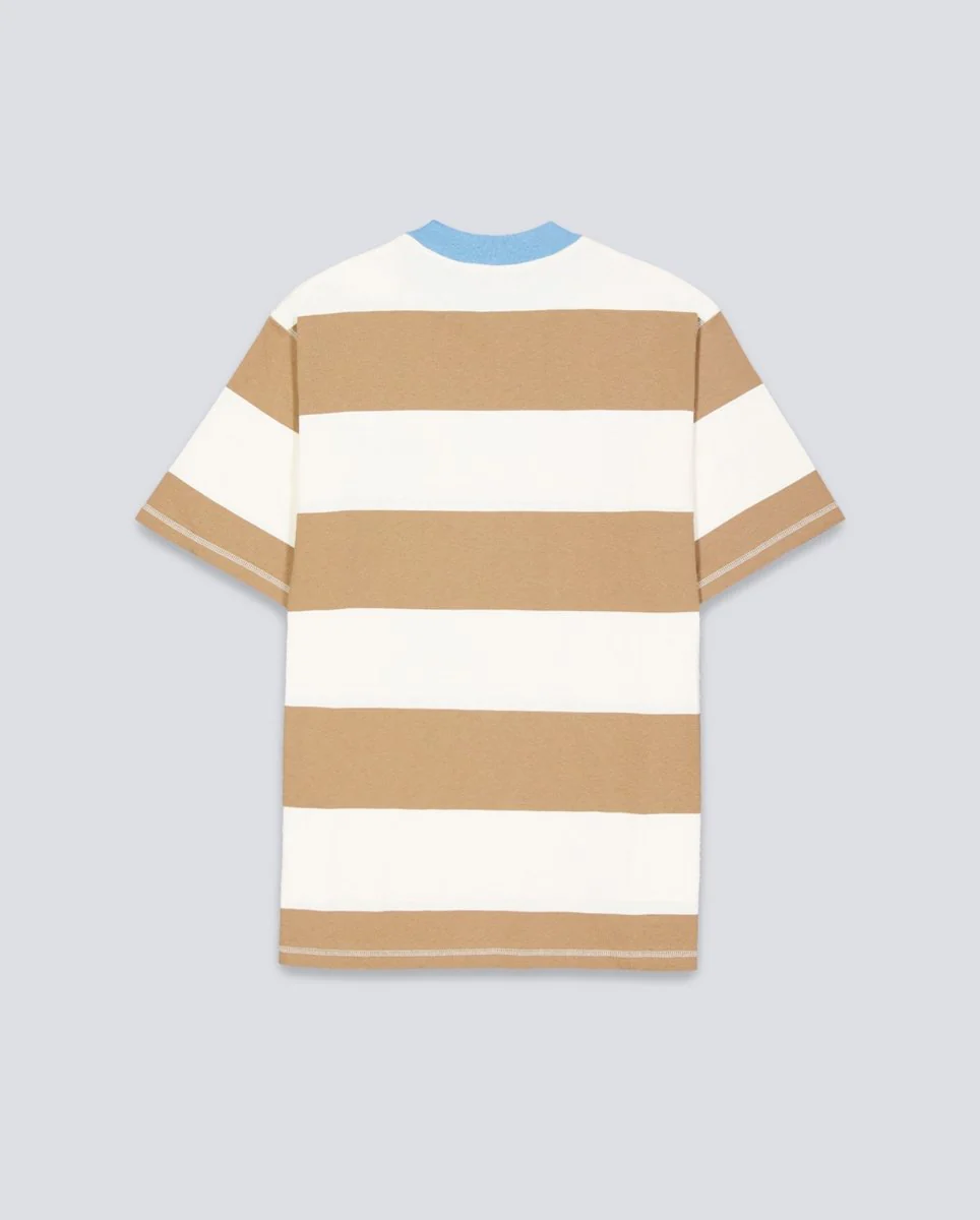 Camiseta Edmmond Studios Striped Marrón y Beige Unisex - Image 5