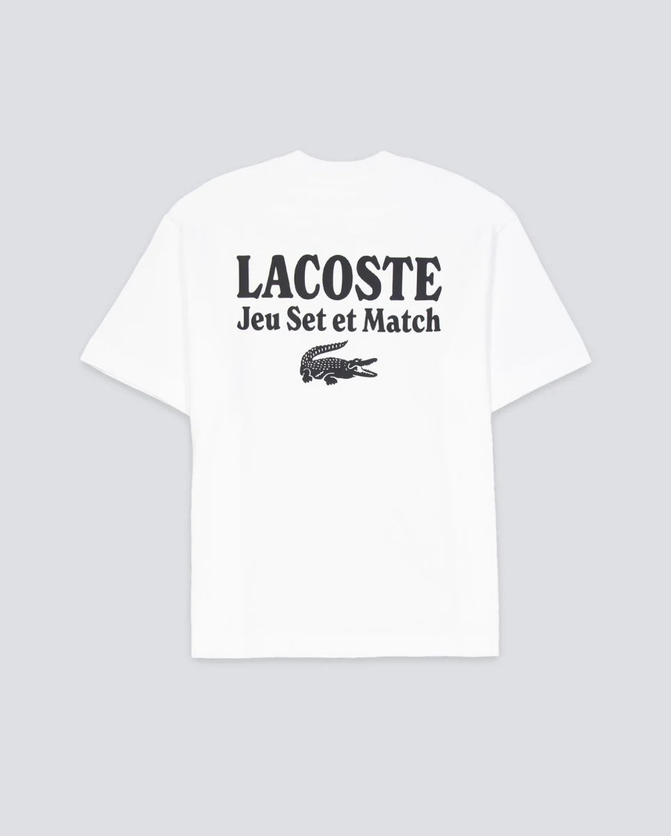 Camiseta Lacoste Estampada De Corte Amplio Blanco Hombre - Image 3