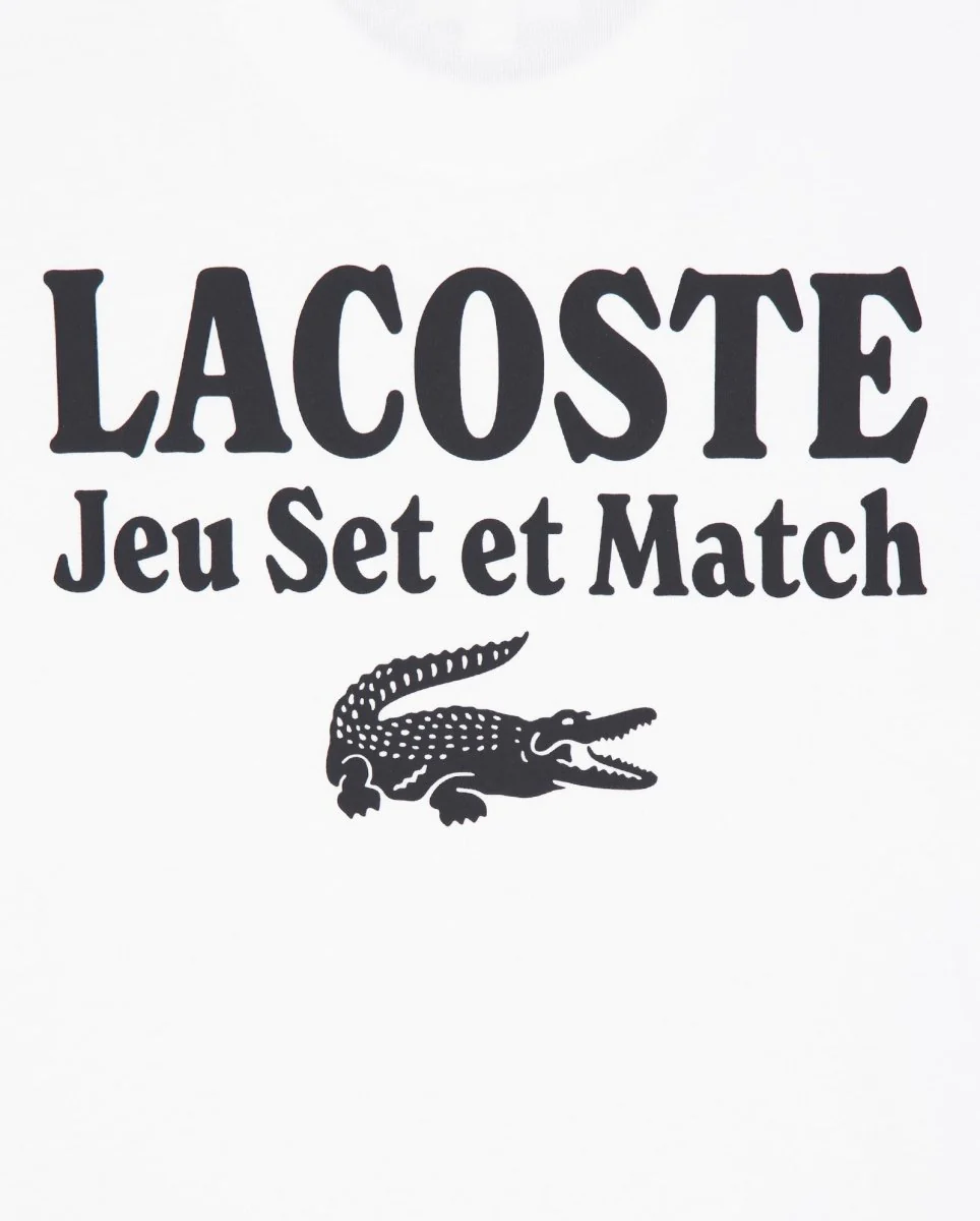 Camiseta Lacoste Estampada De Corte Amplio Blanco Hombre - Image 4