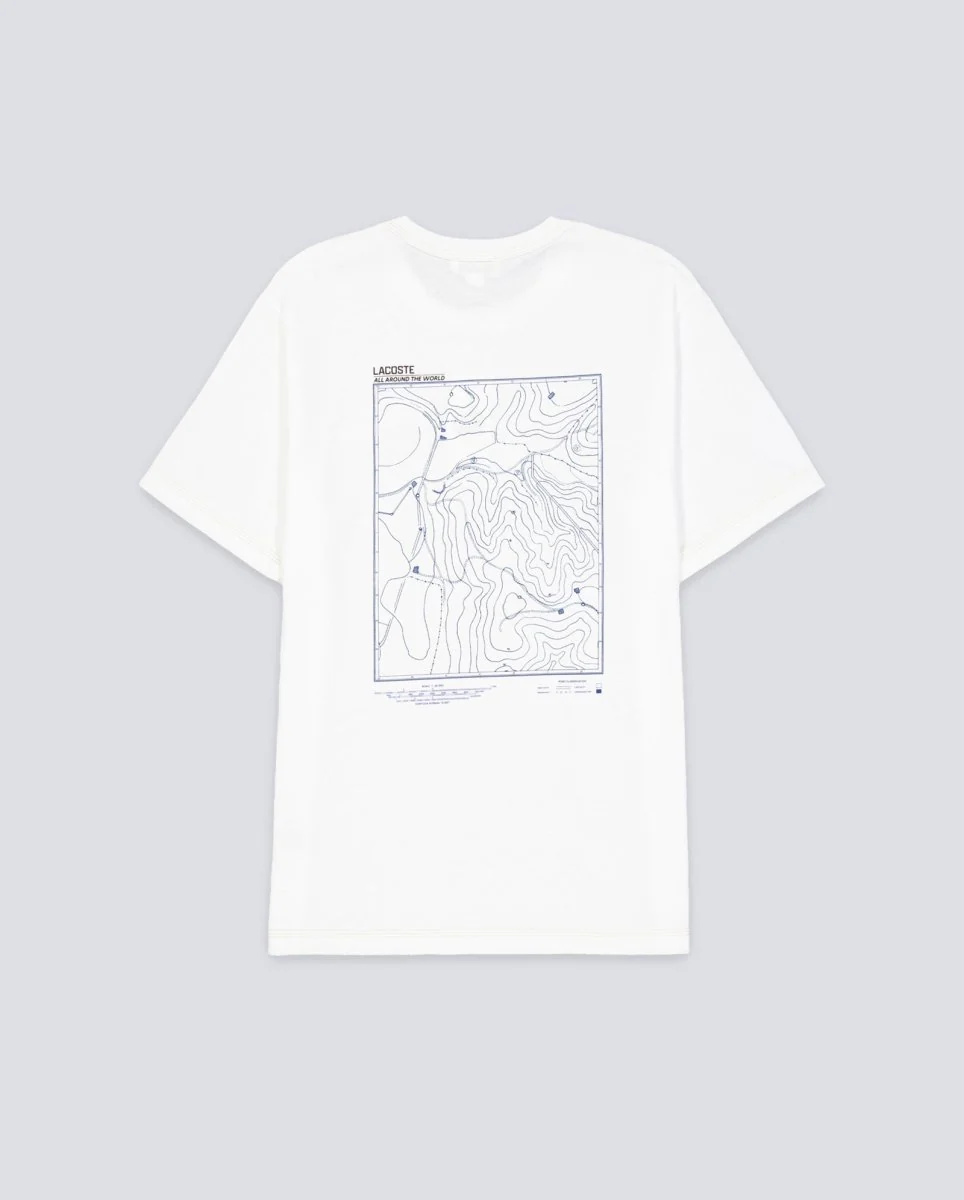 Camiseta Lacoste Estampado Montaña Blanco Unisex - Image 3