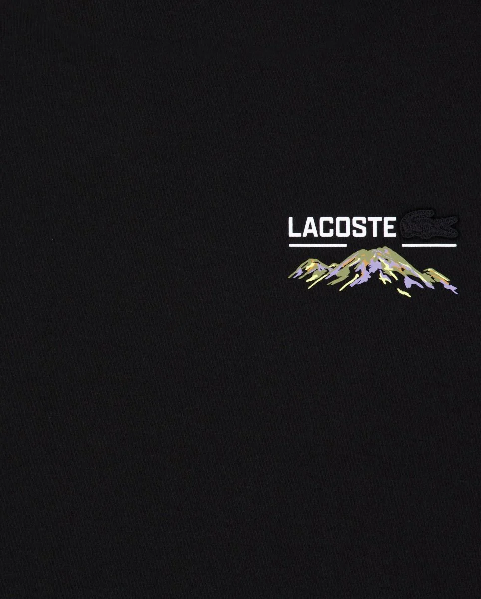 Camiseta Lacoste Estampado Montaña Negro Unisex - Image 2