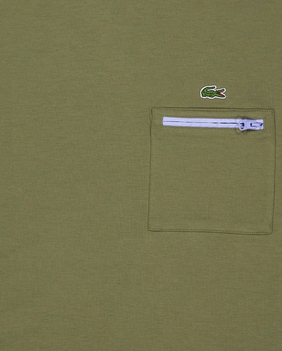 Camiseta Lacoste Oversized Con Bolsillo Verde Mujer - Image 2