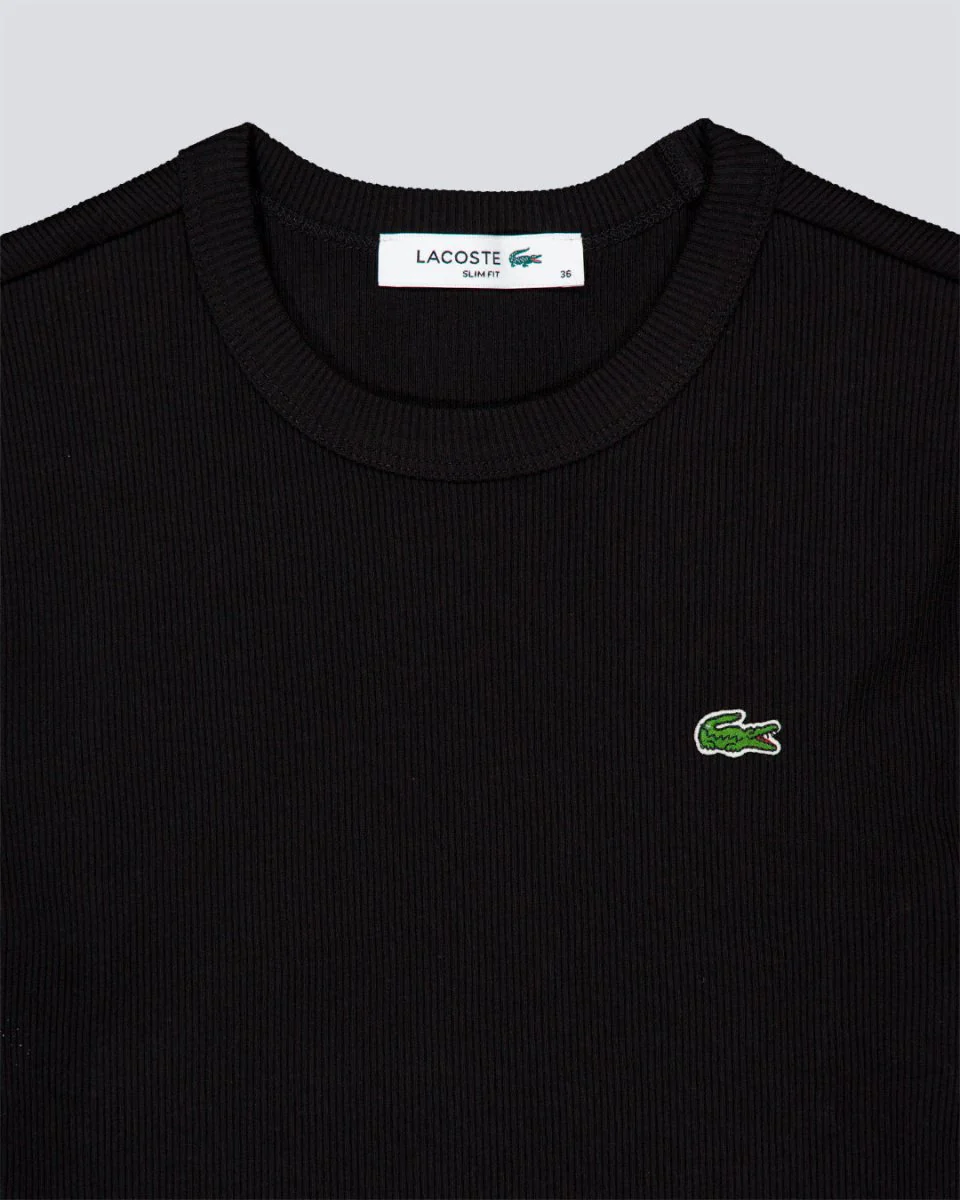 Camiseta Lacoste Slim Fit Cotton Negro Mujer - Image 3