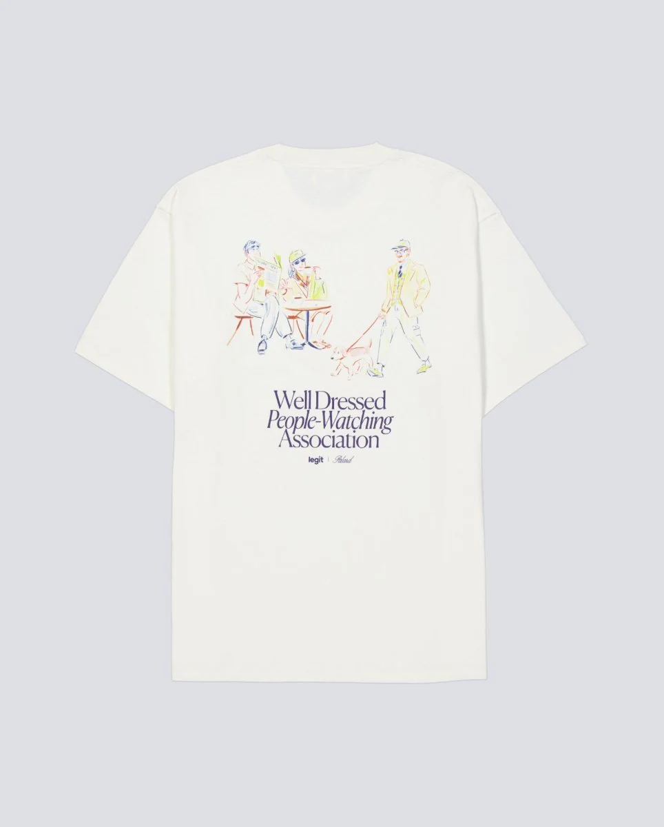 Camiseta Legit x Palard "People Watching" Blanca Unisex - Image 4