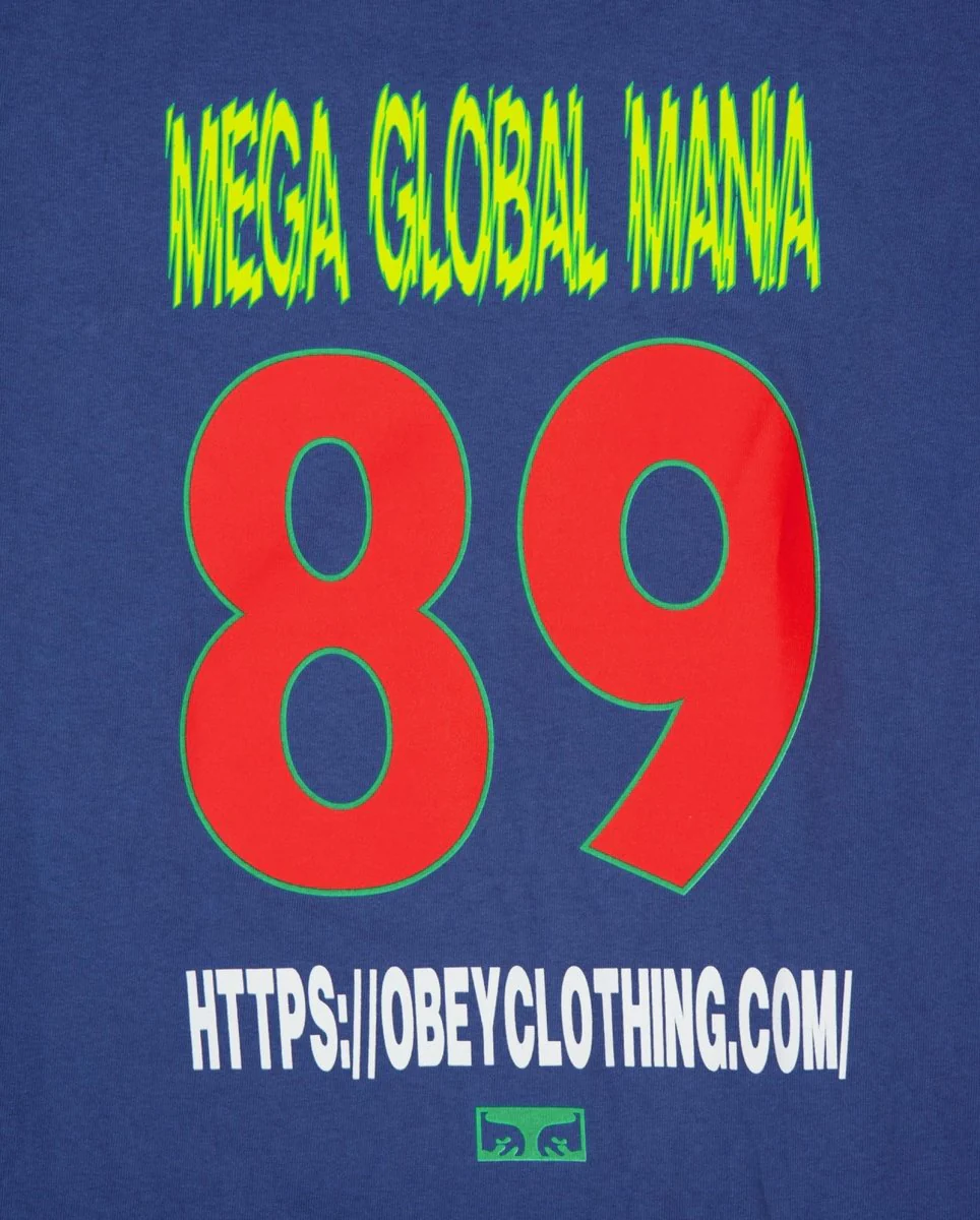 Camiseta Manga Larga Obey Mega Global Mania Azul Hombre - Image 5