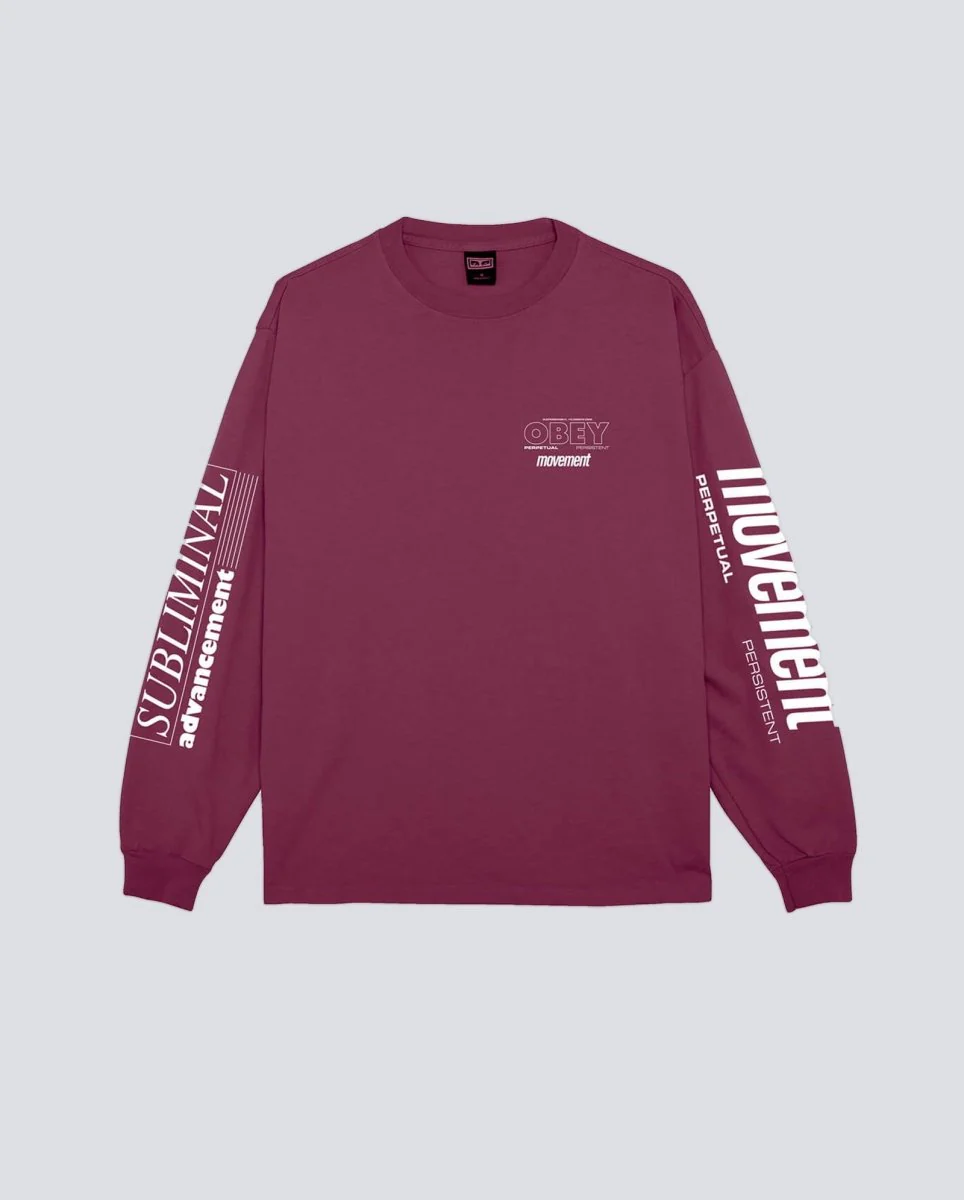 Camiseta Manga Larga Obey Peristence Movement Rosa Hombre