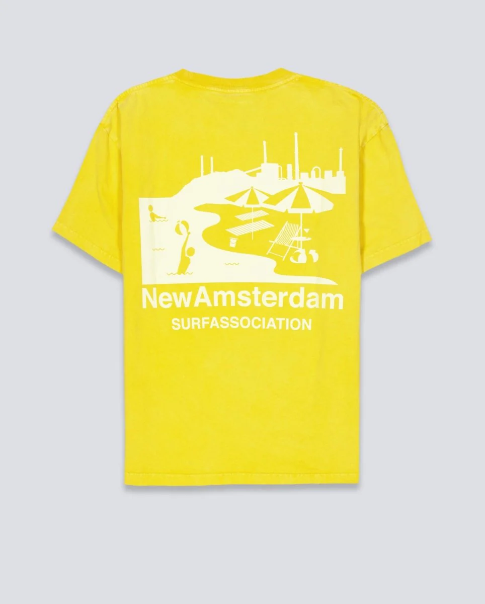 Camiseta New Amsterdam Beach Sign Amarillo Unisex - Image 3