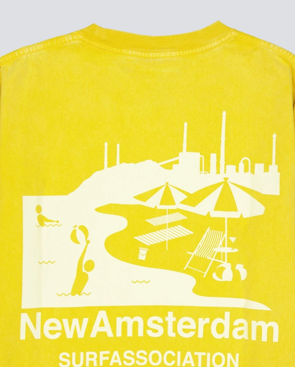 Camiseta New Amsterdam Beach Sign Amarillo Unisex - Image 6