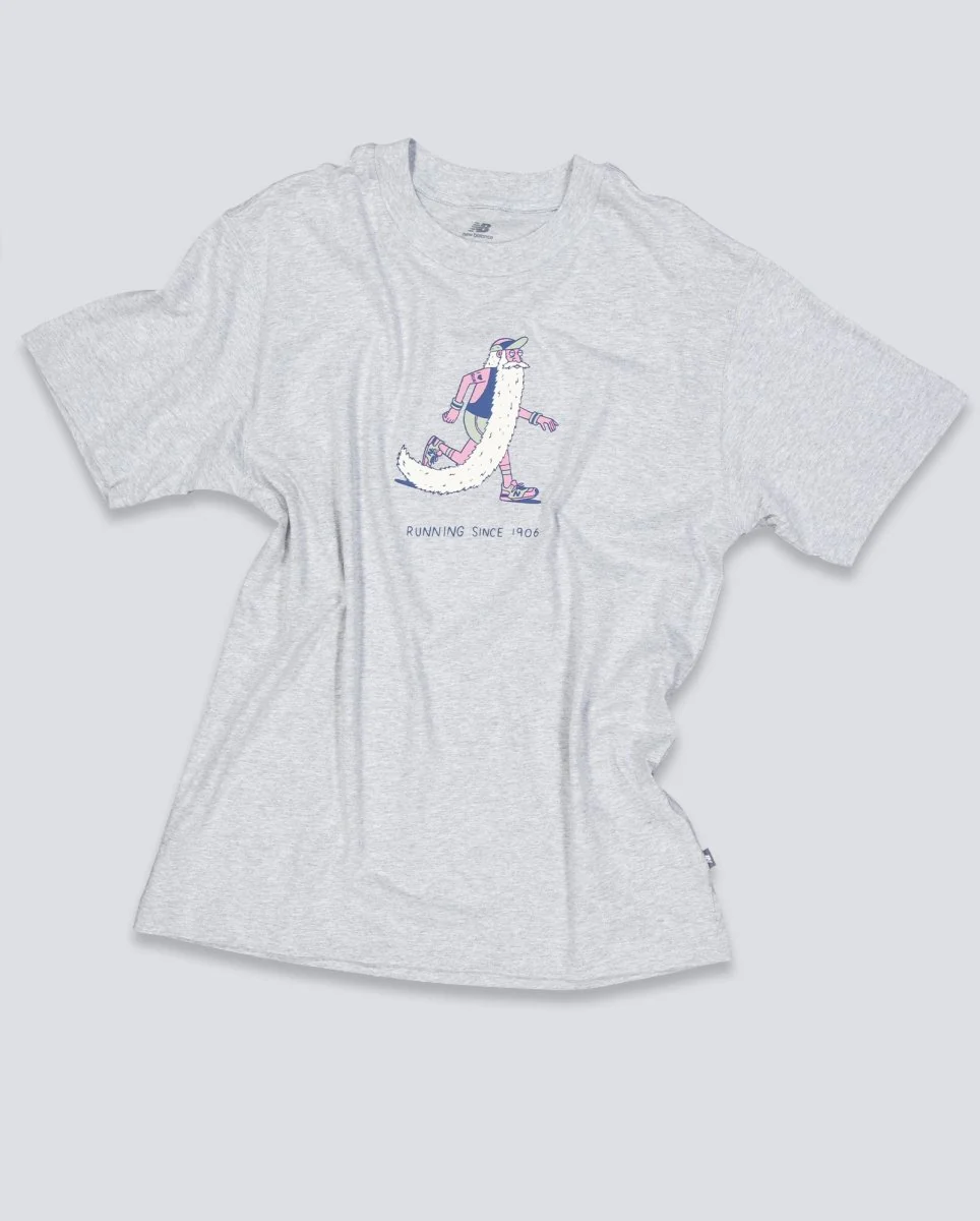 Camiseta New Balance Bearded Runner Gris Unisex - Image 2