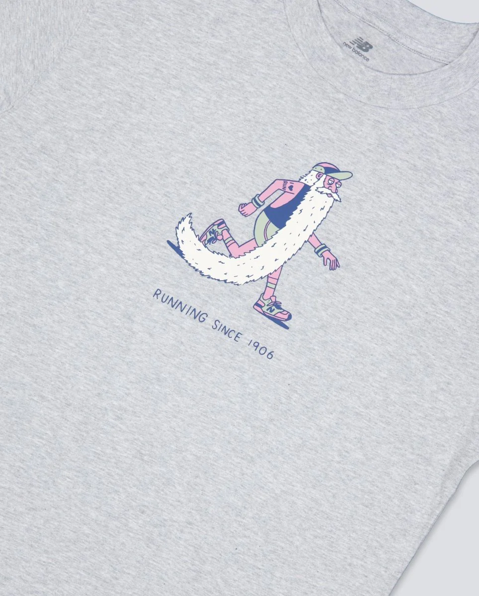 Camiseta New Balance Bearded Runner Gris Unisex - Image 3