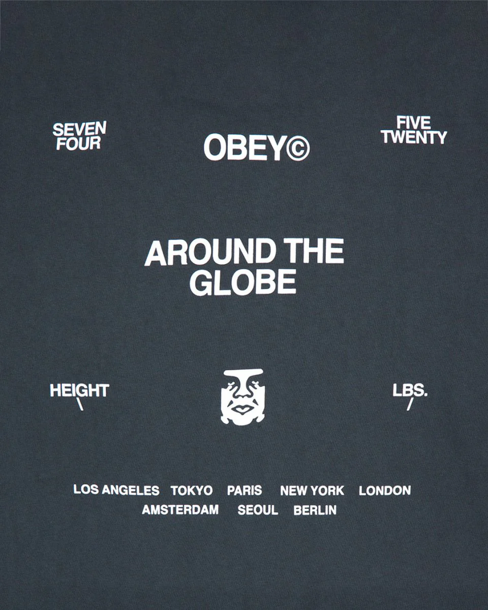 Camiseta Obey Around The Globe Pigment Negro Hombre - Image 4