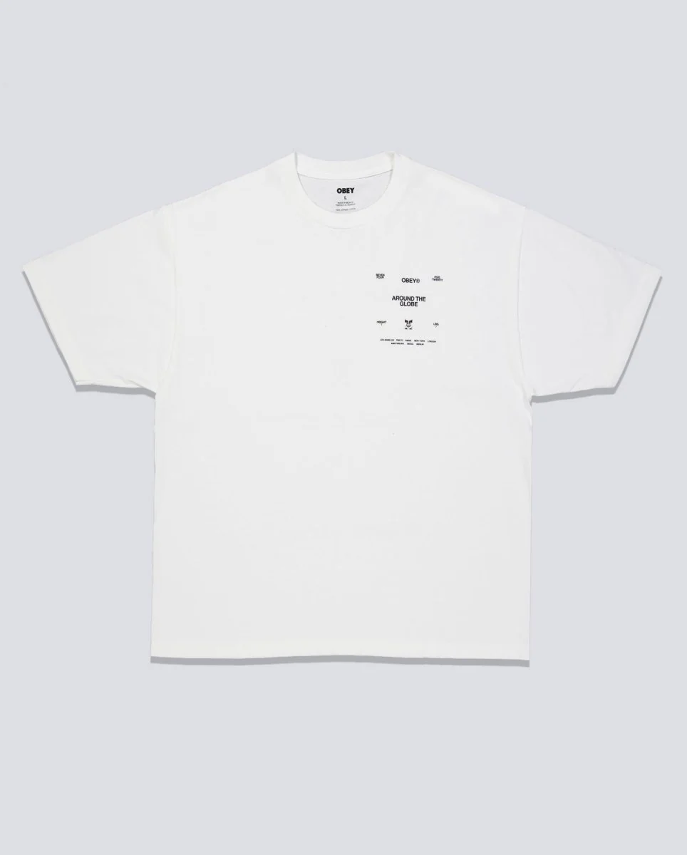 Camiseta Obey Around The Globe Pigment Vintage Blanco Unisex