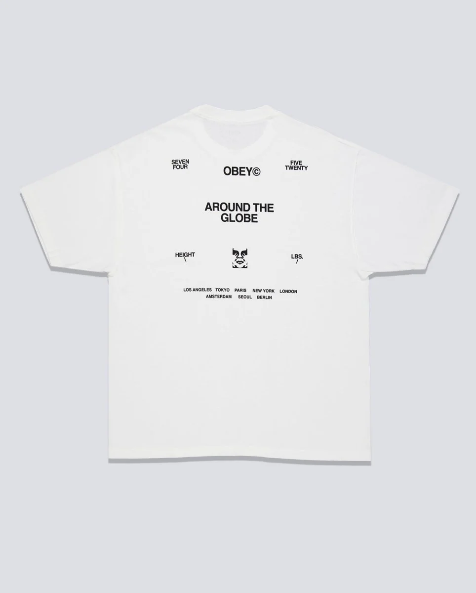 Camiseta Obey Around The Globe Pigment Vintage Blanco Unisex - Image 3