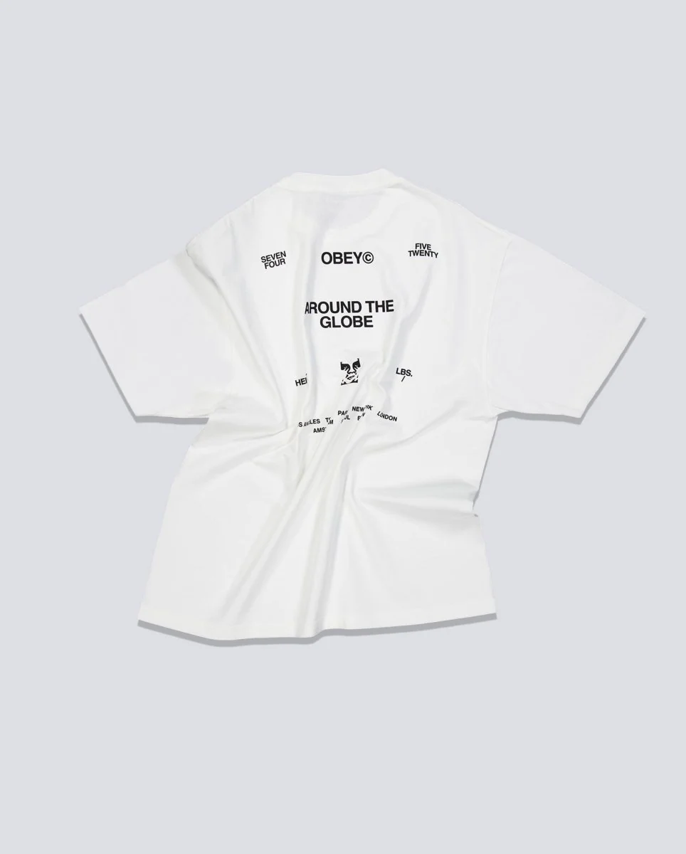 Camiseta Obey Around The Globe Pigment Vintage Blanco Unisex - Image 4